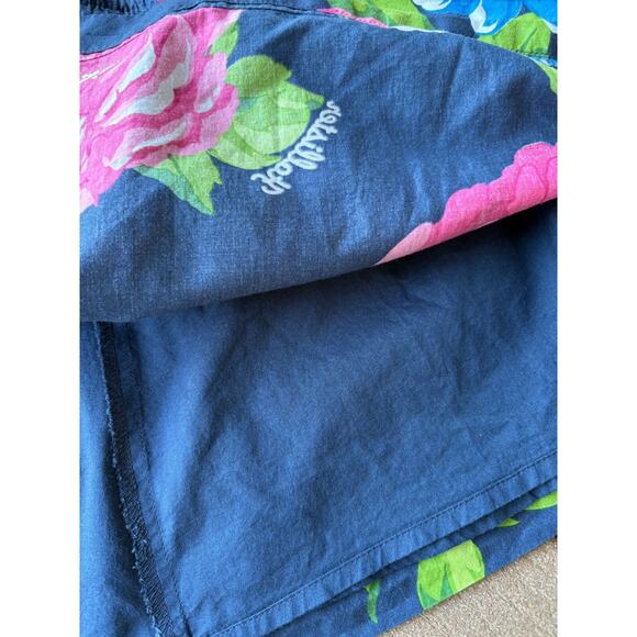 Hollister Summer Mini Skirt Floral Hawaiian Small Blue Red Pockets Preppy Y2K - Picture 6 of 9